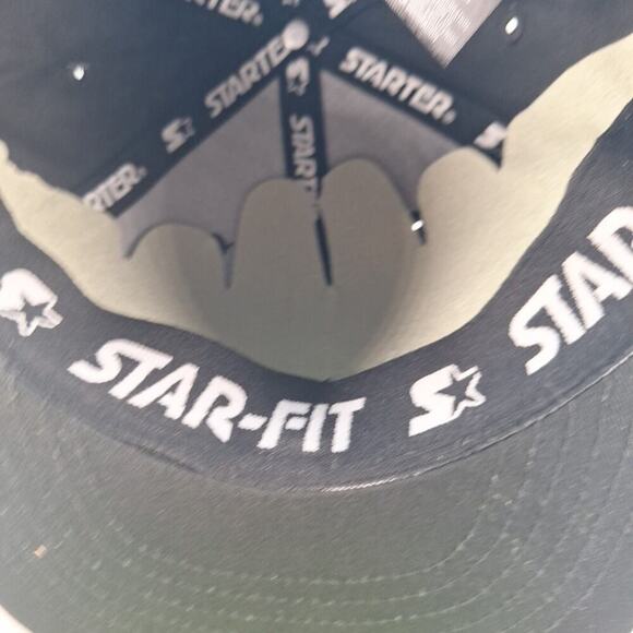 Starter STAR-FIT Flat Brim Hat Cap Fitted Small/Medium Black Gray Logo - Picture 7 of 8
